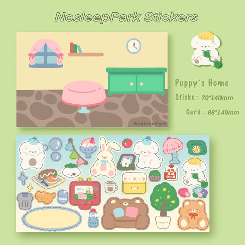 Puppy Home Cute Scene Sticker
