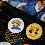 Van Gogh Coffee Cartoon Vintage Badge
