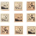 Three Grid Cartoon Series Wooden Stamps