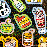 Snack Party Cute Glitter Stickers