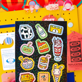 Snack Party Cute Glitter Stickers