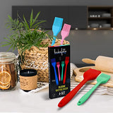 BAKEFETE Pastry Brushes - Silicone Basting Brushes For Cooking And Baking, Grilling, BBQ - 4 Vibrant Colors Kitchen Gadgets Utensils Set - Easy Clean Silicone Brushes For Marinade, Butter, Oil, Sauce